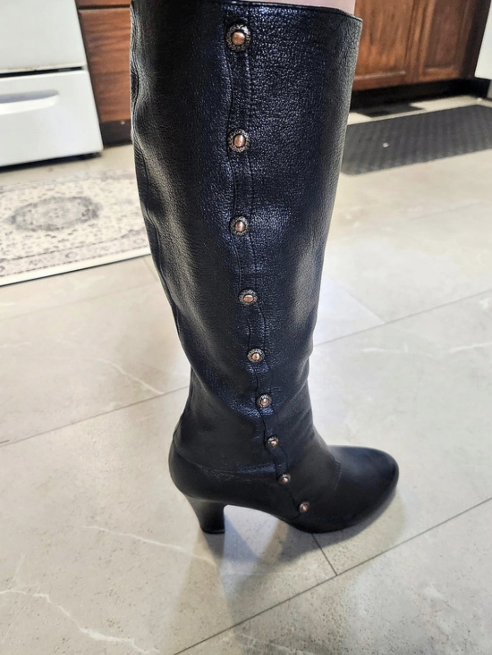 Miz Mooz Black Heeled Knee-High Boots Like New